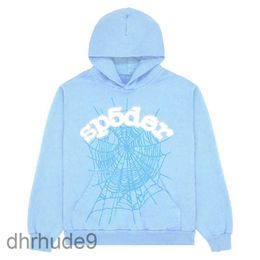 Mens Hoodies Sweatshirts 2023 New Sky Blue Sp5der Hoodie Men Women 1 Hip Hop Young Thug Spider World Wide 555555 Print Pullover Hoody Light MXBM