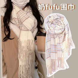 White Women's High end 2023 New Thickened Warm Scarf Shawl Versatile for Autumn and Winter