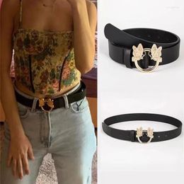 Belts Woman Punk Butterfly Buckle Metal Vintage Gothic Men Women Y2k Belt Pu Leather Waistband Jeans Pants Decorative