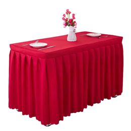 Table Skirt Polyester Rectangular Cover Conference Room Exhibition Cloth Tablecloth For Wedding Party el Decor 231225