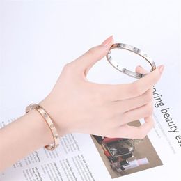 luxury oval Bangle female stainless steel screwdriver couple bracelet mens fashion Jewellery Valentine Day gift for girlfriend acces245f