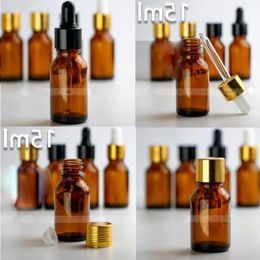 Cheap Price! 15ml Empty Glass Bottles Amber Essential Oil Perfume Bottles 625pcs/Lot Glass Container with 5 Styles Caps for you choose Mcthw