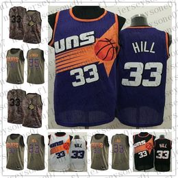 Custom Mens women youth phoenix''Suns''33 Grant''Hill 35 Dragan''Bender Black red Basketball throwback Jersey