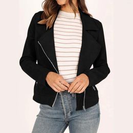 Women's Jackets Vintage Scrub Leather Long Sleeve Zippers Outdoor Jacket Casual Motorcycle Coats Outerwear