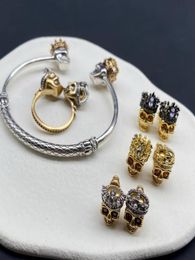 New designed crown Skull women039s open Bracelet sexy vintage brass 18K Gold plated Luxury ladies bangle AMQ10K2314136