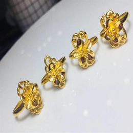 Cluster Rings HX 24K Pure Gold Ring Real AU 999 Solid Elegant Shiny Heart Beautiful Upscale Trendy Jewellery Sell 2021254t