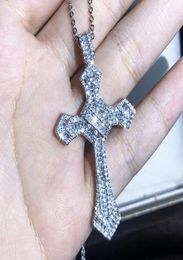 Hip Hop Brilliant Women Men Cross simulate diamond Necklace Pendant Chain 2020 Fine Body Jewelry Punk Brithday Christmas Gift6315836