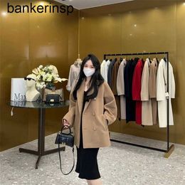 Top Luxury Coat Maxmaras 101801 Pure Wool Coat Short Cashmere Coat Classic Camel Warm and Meat Shielding Maillard PremiumEVE4