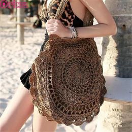 Bags Driga Bohemian Straw Bags for Women Circle Beach Handbags Summer Rattan Shoulder Bags Handmade Knitted Travel Big Totes Bag 2022