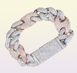 20mm Lock Clasp Link 79 Inch Bracelet Iced Out Zircon Bling Hip hop Men Jewelry Gift beaded charms bracelets1090799