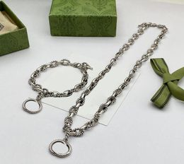 Chic Interlocking Letters Necklace Jewellery Sets Designer Bracelets Silver Stamps Necklaces Women Pendant Bracelet With Box8366713