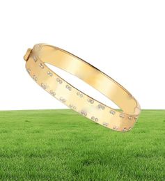 gold curb bracelet Bangle Side Rivet Clover Bracelets Men039s Ladies bangle Titanium Steel 3 Colours Couple Jewellery Birthday Par8506257