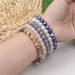 Strand 8mm Round Shape Faceted Surface Plating Different Colour Natural Agate Stone Bead Stretch Bracelet