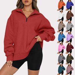 Women's Hoodies 2024 Autumn Harajuku Pullovers Tops Women Oversized Half Ziper Hoodie Sweatshirts Clothing Lapel Sweatshirt Sudaderas