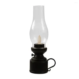 Portable Lanterns Flameless LED Kerosene Lamp Plastic Retro Oil Lantern Decoration