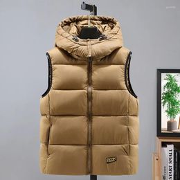 Men's Vests 2024 Winter High Quality Men Women Down Vest Fashion Warm Sleeveless Jacket Zipper Hooded Coat Casual Clothes