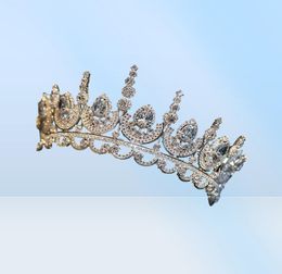 Himstory Noble Beauty Princess Tiara Cubic Zircon Wedding Bridal Crown Rhinestone Pageant Crown For Brides Headbands6792612