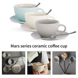 MHW 3BOMBER 300ml Italian Ceramic Espresso Cup Saucer with Coffee Spoon Set Chic Cappuccino Latte Art Mugs Home Accessories 231225