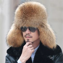 Winter Hats For Men Fur Hat Warm Trapper Trooper Earflap Fins Ski Hat Bomber Ski Hats Russian Raccoon Fur Hat Hats 231222