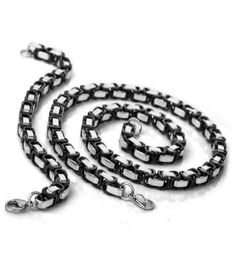 Black silver 75mm byzantine chain necklace amp bracelet 316L Stainless Steel Jewellery set for mens XMAS jewelry22 and 99187397