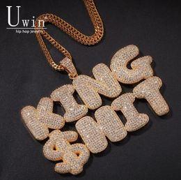 Uiwn Name Necklace For Men Customize Bubble Letters Pendant Silver Rose Gold Color Commission Gift Jewelry Cuban Rope Chain J190713685419