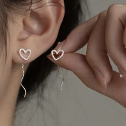 Stud Earrings Love Tassel For Women Sweet And Simple Heart-shaped Light Luxurious High-end Korean Style