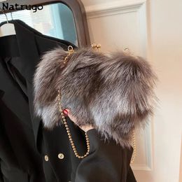 Imitate Rabbit Hair Purse And Handbag For Women Luxury Fur Shoulder Bag Designer Party Clutch Crossbody Bag Plush Wedding Bag 231226