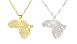 Silver ColorGold Colour Africa Map With Flag Pendant Chain Necklaces African Maps Jewellery For Women Men Chains8279352