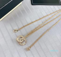 Brass classic necklace French Couture CZ Cubic Zirconia letter pendant necklace fashion women039s sweater chain1971239