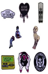 Pins Brooches High Quality Copper Gothic Punk Style Lover Enamel Pin Brooch Lapel Backpack Hat Badge Skeleton Rock Band Horror Mo9963269