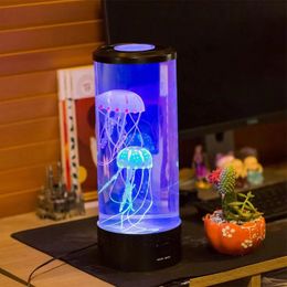 Color-Changing LED Jellyfish Lava Lamp Mini Aquarium Simulation Jellyfish Decorative Lamp USB Acrylic Night Light Gift for Kids