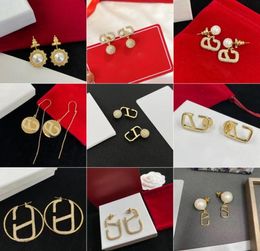 Earrings Jewellery 18K Gold Plated Stud Womens Designer Earring Ear Studs Letter V Diamonds Luxurys Golden Fashion For Gilr Valentin1489765