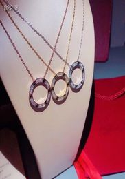 Luxury Classic Designer S925 Sterling Silver Screw Love Full Crystal Hollow Round Circle Pendant Necklace For Women Jewelry4979660