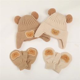 Comfortable Fit Wool Cute Design Versatile Woollen Hat Winter Baby Hats And Gloves Baby Winter Accessories Stylish And Trendy 231225