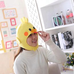 Berets Novelty Funny Cartoon Chicken Animal Plush Hat Stuffed Toy Full Headgear Cap Cosplay Costume Festival Party Po Props