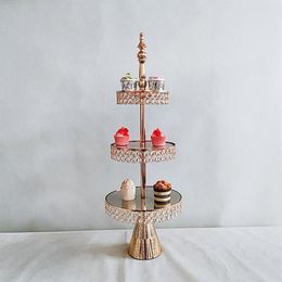 Other Bakeware 2-3 Tier Gold Silver Metal Cake Stand Round Wedding Birthday Party Dessert Cupcake Pedestal Display Plate Home Deco300T