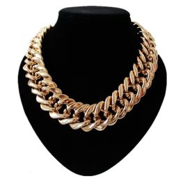 FishSheep Statement Big Chunky Chain Choker Necklace for Women Men Vintage Gold Color Wide Collares Necklace Fashion Jewelry 231226