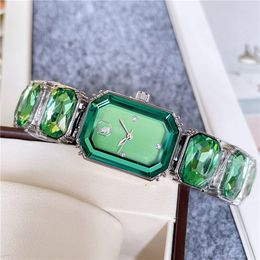 Fashion Full Brand Wrist Watches Women Girl Colorful Gems Style Steel Metal Band Quartz Luxury With Clock SW72