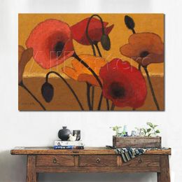 Paintings Abstract Flower Art Poppy Curry Oil Painting High Quality Hand Painted Canvas Artwork Modern for Kitchen Room Wall Decoration