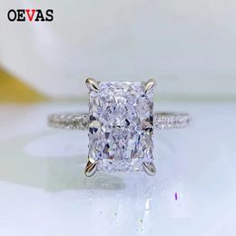 OEVAS 100% 925 Sterling Silver Radiant Cut Small Rock Sugar Rings High Carbon Diamond For Women Wedding Engagement Fine Jewellery 231225