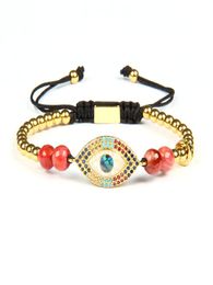 Mens Bracelets Multi Colour Cz Abalone Turkish Lucky Eye Macrame Bracelet With 4mm Stainless Steel Stone Beads7017412