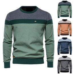 Men's Sweaters Long Sleeve Sweater Striped Patchwork Fashion Crew Neck Casual Sweat Shirt