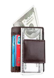 Retro Men's Money Clips Mulunctional Cowhide leather Solid doller Clip ID -card holder small Male Wallet2845258