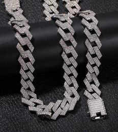 Iced Out Miami Cuban Link Chain Mens Rose Gold Chains Thick Necklace Bracelet Fashion Hip Hop Jewelry4882514