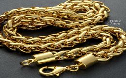 18K 18CT Gold Filled Mens Weaved 50 60 70cm Lenght Heavy Chain Necklace 7MM9348383