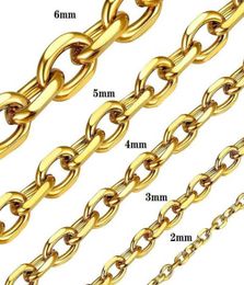 Stainless Steel O Chain For Men Women Rolo Necklace 18k Gold Silver Black Cable Link 2mm 3mm 4mm 5mm 6mm1036957