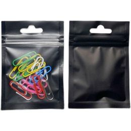 100pcs/lot 75x10cm Matte Black Clear Front Zipper Bags Resealable Zip Lock Aluminum Foil Plastic Bag Food Grocery Packing Mylar Foil P Twnh