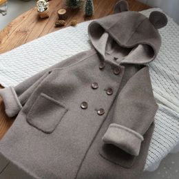 Winter Baby Wool Coat Cartoon Jacket Children's Outwearing Infant Clothing Long-sleeve Hooded Coat 231225
