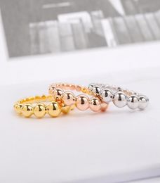 Luxury quality punk band ring with beads design in three color plated for women and mother party jewelry gift have velet bag PS4601964224