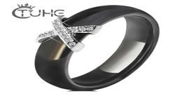 Black White Ceramic Women039 s Ring with Aaa Crystal 6mm Rings for Women Men Plus Big Size 10 11 12 Fashion Jewelry Christmas 26315687528